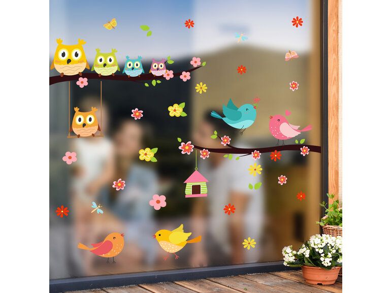 Raamsticker zelfklevend vogels op tak
