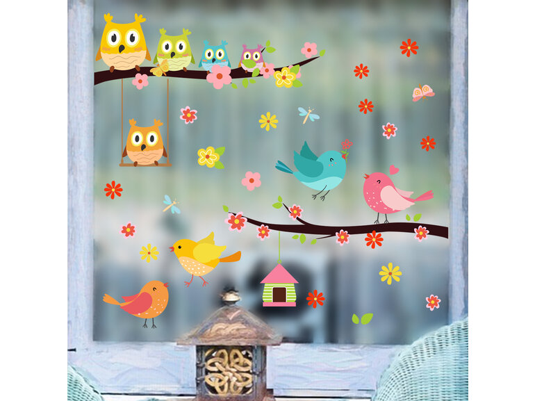 Raamsticker zelfklevend vogels op tak