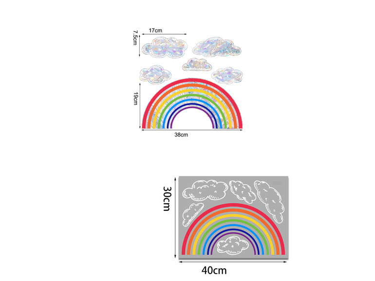 Regenboog raamsticker statisch met wolken Regenboog raamsticker statisch met wolken