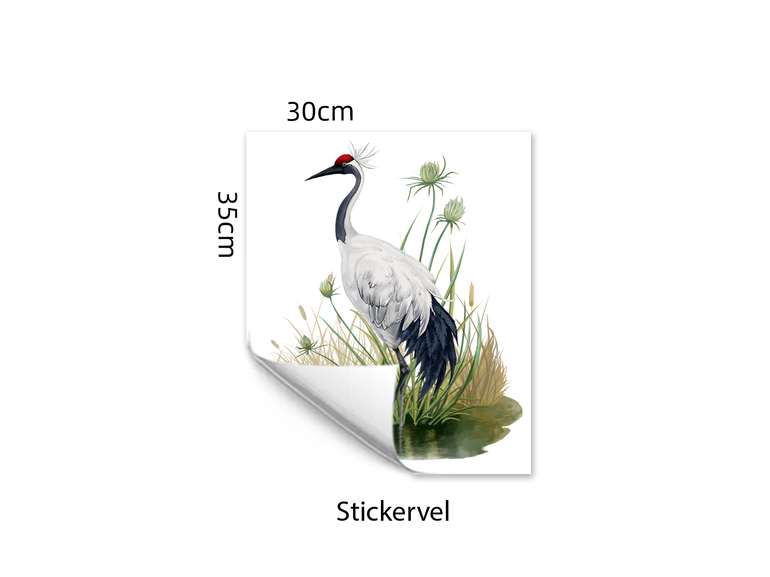 Statische raamsticker kraanvogel in de vijver