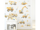 Muursticker Watercolor Bouwvoertuigen Geel