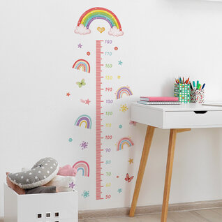 Muursticker Groeimeter regenboog kleurrijk kinderkamer