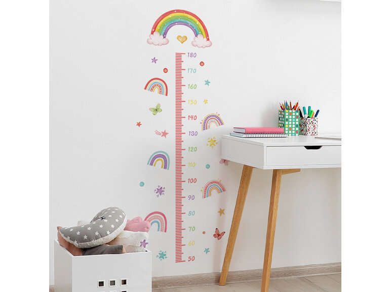 Muursticker Groeimeter regenboog kleurrijk kinderkamer