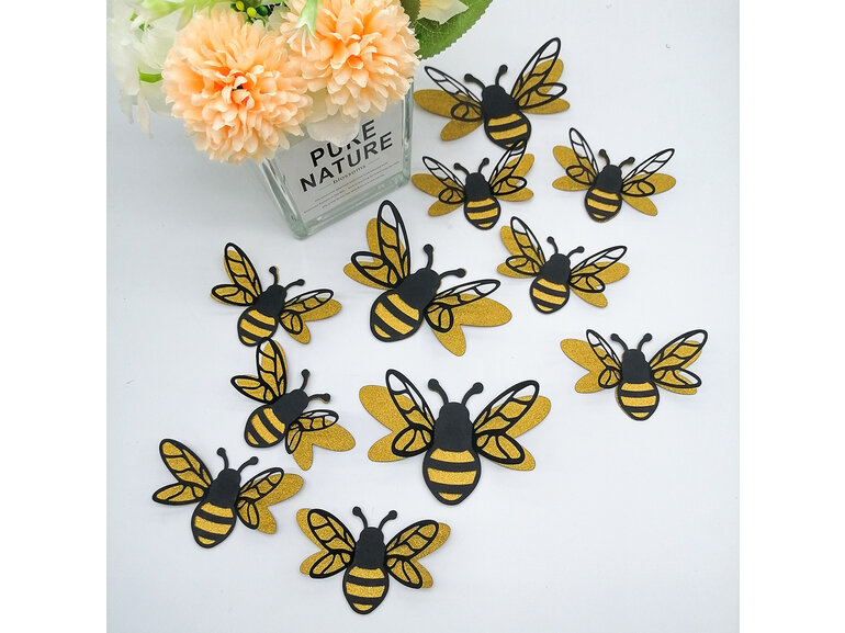 Muursticker 3D Gouden Bijen decoratie