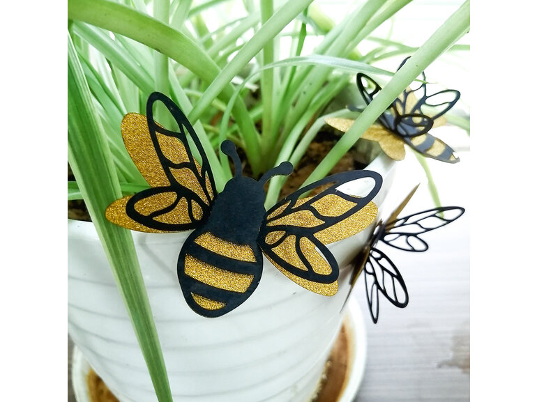 Muursticker 3D Gouden Bijen decoratie