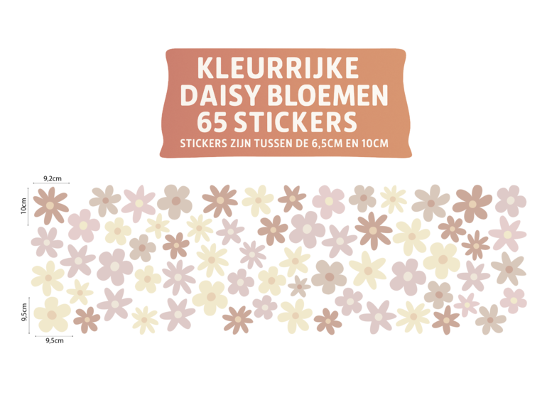 Daisy bloemen - madeliefjes muurstickers 65 stuks