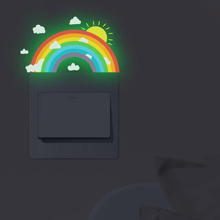 Glow in the Dark Regenboog Sticker - Lichtknopje
