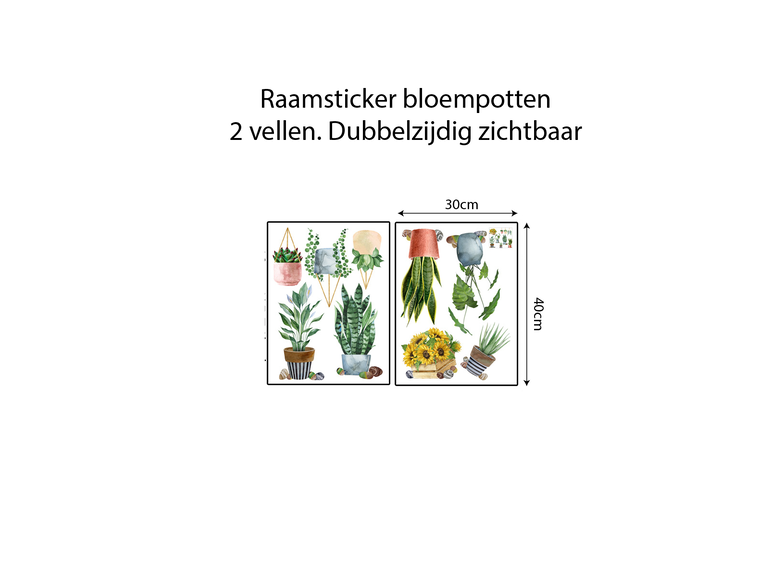 Stickerkamer Statische Raamstickers dubbelzijdig geprint met Groene Planten en Bloemen – Natuurlijke Glasdecoratie voor Ramen en Etalages