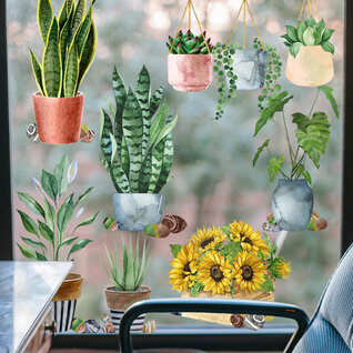 Stickerkamer Statische Raamstickers dubbelzijdig geprint met Groene Planten en Bloemen – Natuurlijke Glasdecoratie voor Ramen en Etalages Statische Raamstickers dubbelzijdig geprint met Groene Planten en Bloemen – Natuurlijke Glasdecoratie voor Ramen en Etalages
