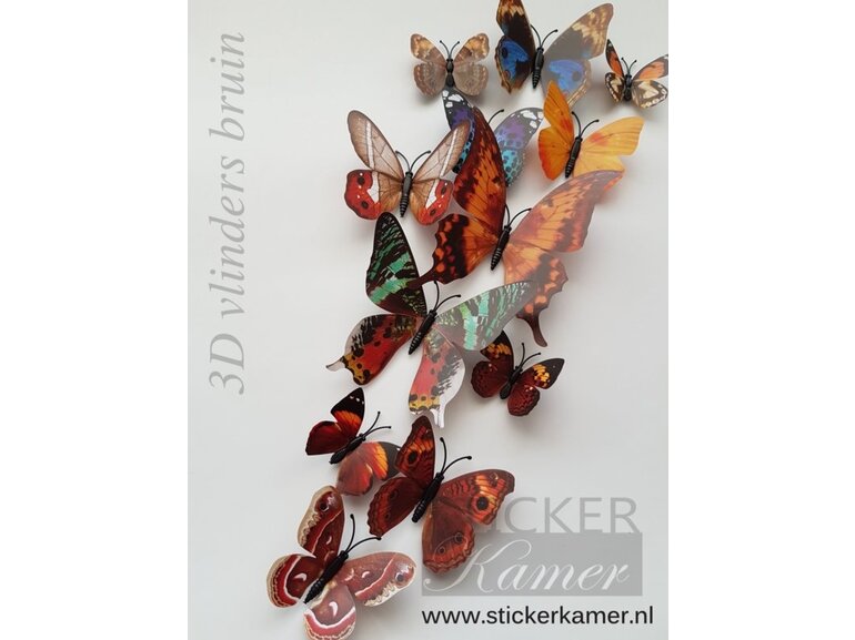 Muursticker kleurrijke 3D vlinders XXL - 9 Sets  - 108 vlinders