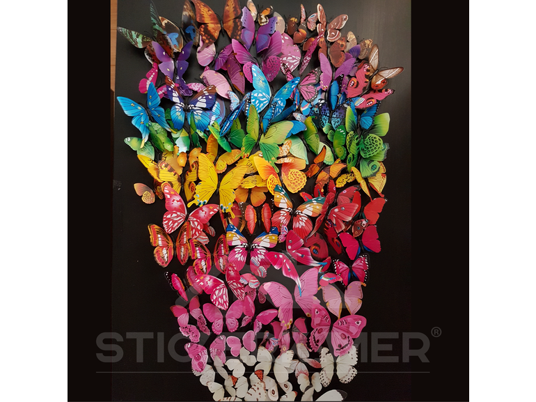 Muursticker kleurrijke 3D vlinders XXL - 9 Sets  - 108 vlinders