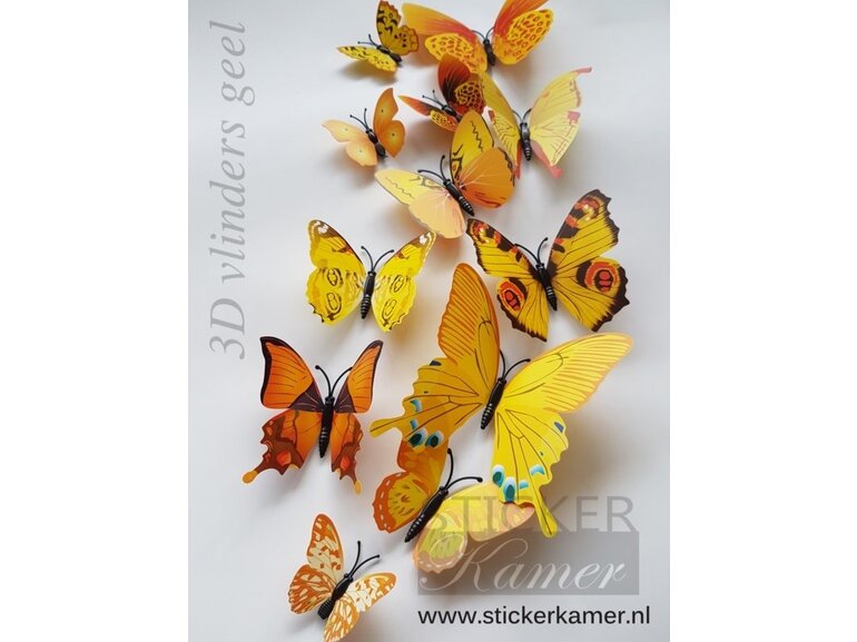 Muursticker kleurrijke 3D vlinders XXL - 9 Sets  - 108 vlinders
