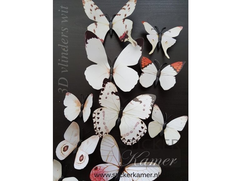 Muursticker kleurrijke 3D vlinders XXL - 9 Sets  - 108 vlinders