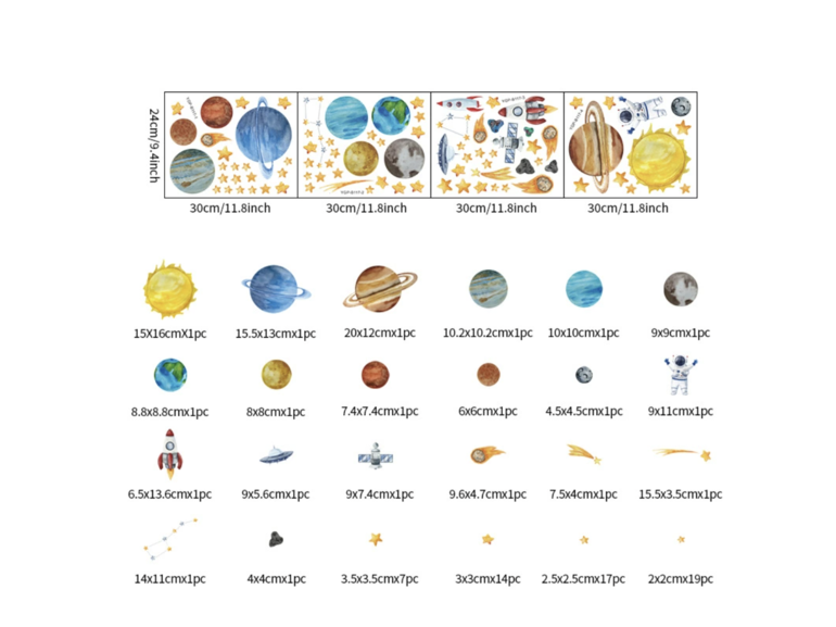 Stickerkamer Glow in the dark muurstickers Ruimte planeten thema