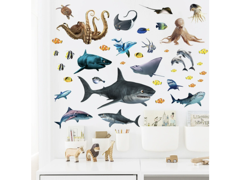 Stickerkamer Glow in the dark onder water wereld - vissen set