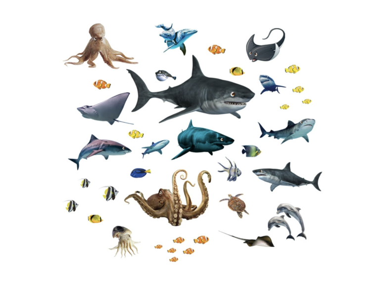Stickerkamer Glow in the dark onder water wereld - vissen set