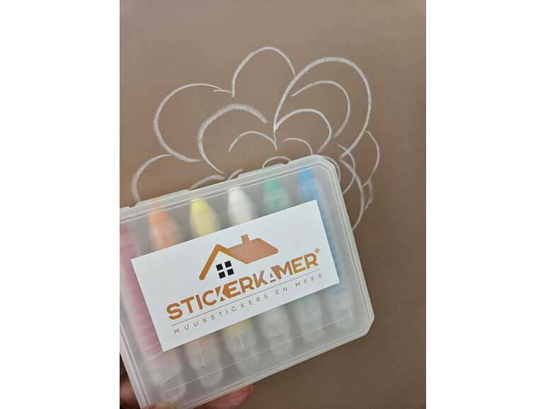Krijtjes stofvrij voor magneetstickers - set 6 stuks