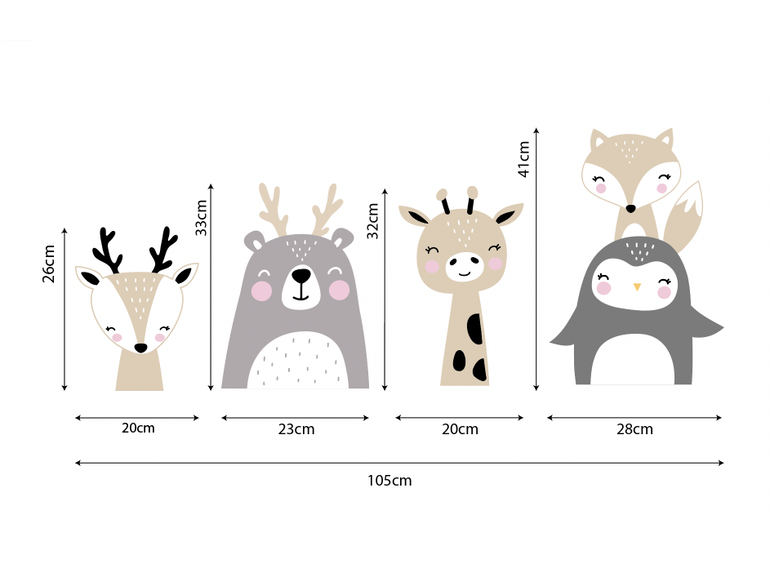 Muursticker kinderkamer dieren en stippen nordic design  babykamer wand decoratiestickers