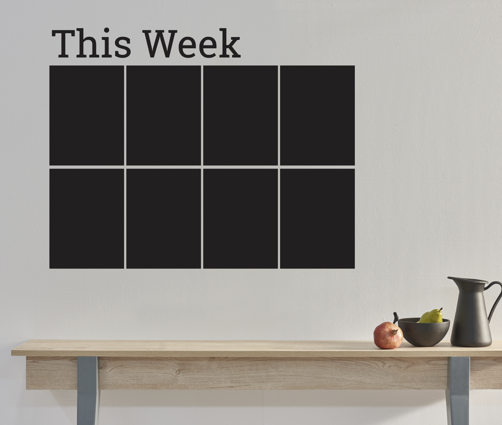 Muursticker krijtbord weekplanner this week zwart