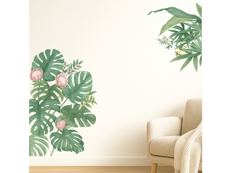 Muursticker jungle decoratieve palmbladen groen botanisch Muursticker jungle decoratieve palmbladen groen botanisch