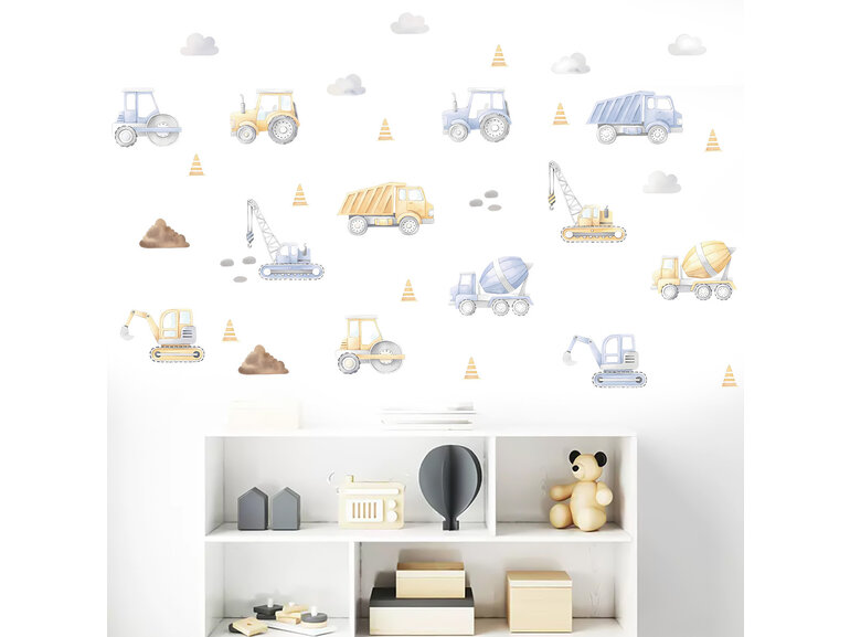 Tractor voertuigen zachte kleuren kinderkamer muurstickers Tractor voertuigen zachte kleuren kinderkamer muurstickers