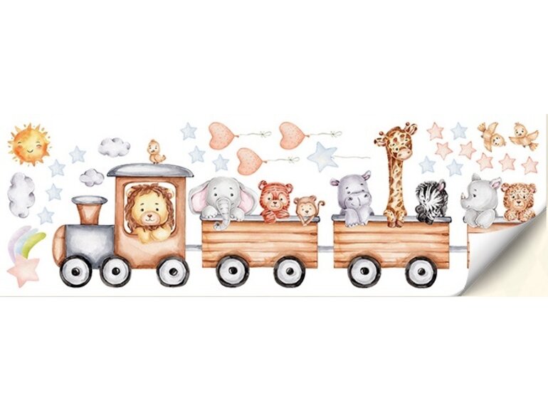 Muurstickers – Trein met Dieren - Zelfklevend & verwijderbaar Muurstickers – Trein met Dieren - Zelfklevend & verwijderbaar