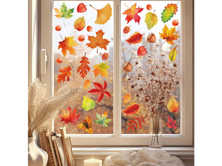 Statische Raamsticker Herfstbladeren – Dubbelzijdig Zichtbaar & Herbruikbaar Statische Raamsticker Herfstbladeren – Dubbelzijdig Zichtbaar & Herbruikbaar