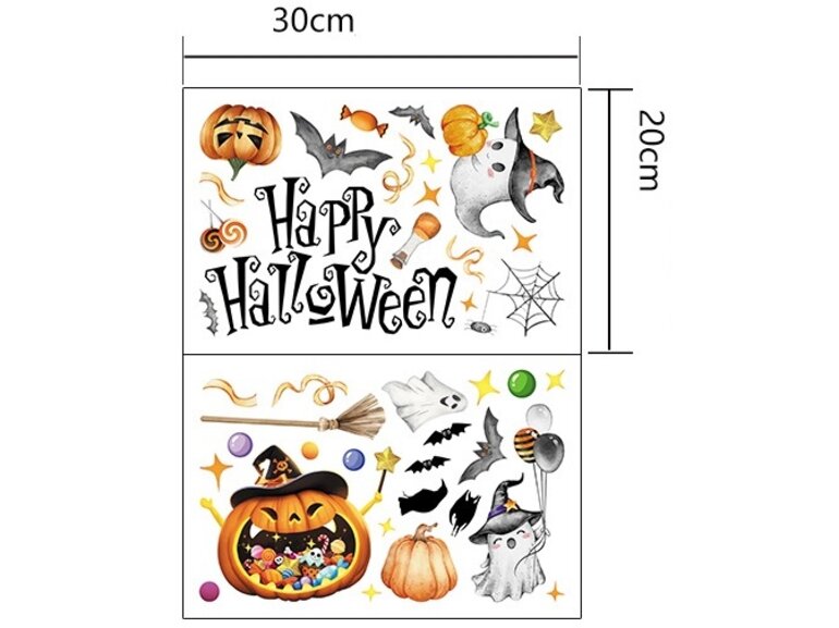 Statische Raamsticker Halloween – Spookjes, Pompoenen & Dubbelzijdig Zichtbaar Statische Raamsticker Halloween – Spookjes, Pompoenen & Dubbelzijdig Zichtbaar
