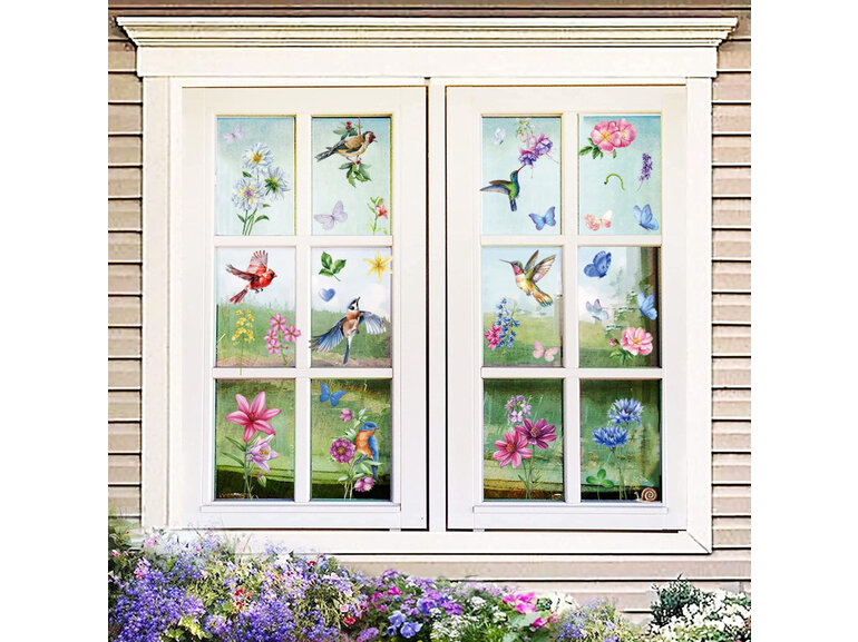 Statische Raamsticker Vogels & Bloemen – Dubbelzijdig Zichtbaar & Herbruikbaar Statische Raamsticker Vogels & Bloemen – Dubbelzijdig Zichtbaar & Herbruikbaar