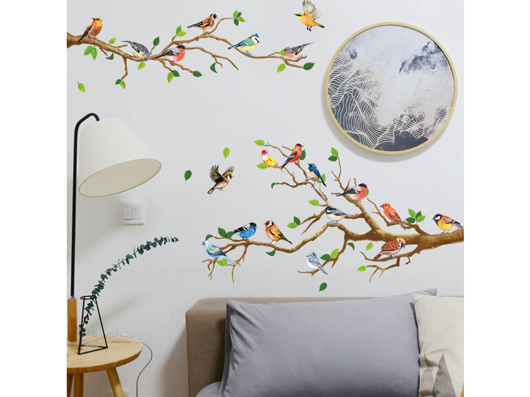 Muursticker Vogels op Takken – Zelfklevend & Verwijderbaar Muursticker Vogels op Takken – Zelfklevend & Verwijderbaar