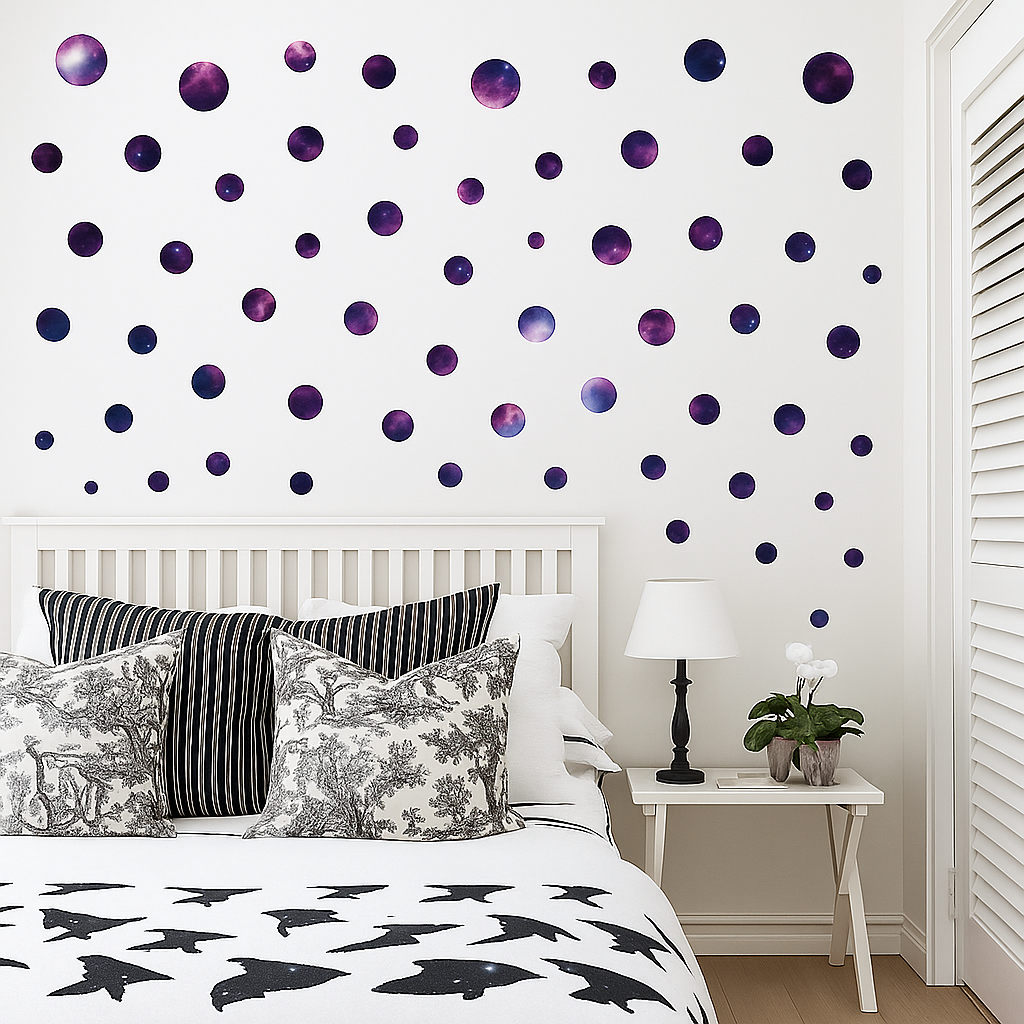 Muursticker galaxy ruimte cirkels - stippen kinderkamer