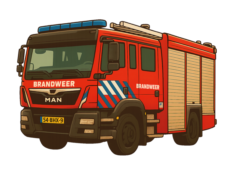 Brandweerwagen Muursticker voor Jongenskamer – Stoere Brandweer Auto Wandsticker voor Kinderkamer, Verwijderbaar & Herbruikbaar – Kinderkamer Decoratie Brandweer Thema