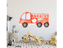 Brandweerauto Muursticker in Waterverf Stijl – Unieke Watercolor Brandweer Wandsticker voor Babykamer of Kinderkamer – Verwijderbare Muurdecoratie voor Jongens en Meisjes