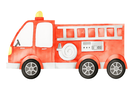 Brandweerauto Muursticker in Waterverf Stijl – Unieke Watercolor Brandweer Wandsticker voor Babykamer of Kinderkamer – Verwijderbare Muurdecoratie voor Jongens en Meisjes