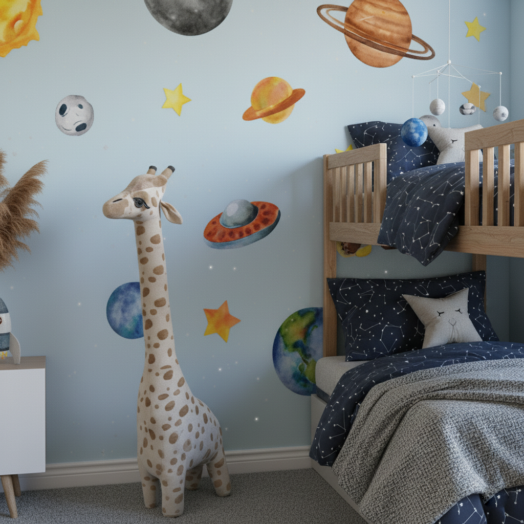 Muursticker ruimte galaxy planeten kinderkamer