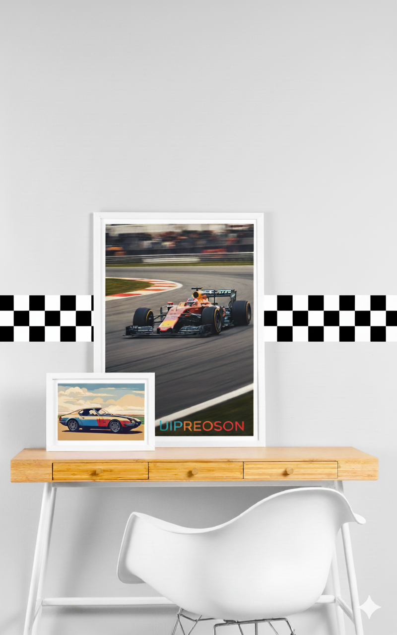 Muursticker race strook kinderkamer jongens - auto's - zelfklevend en verwijderbaar