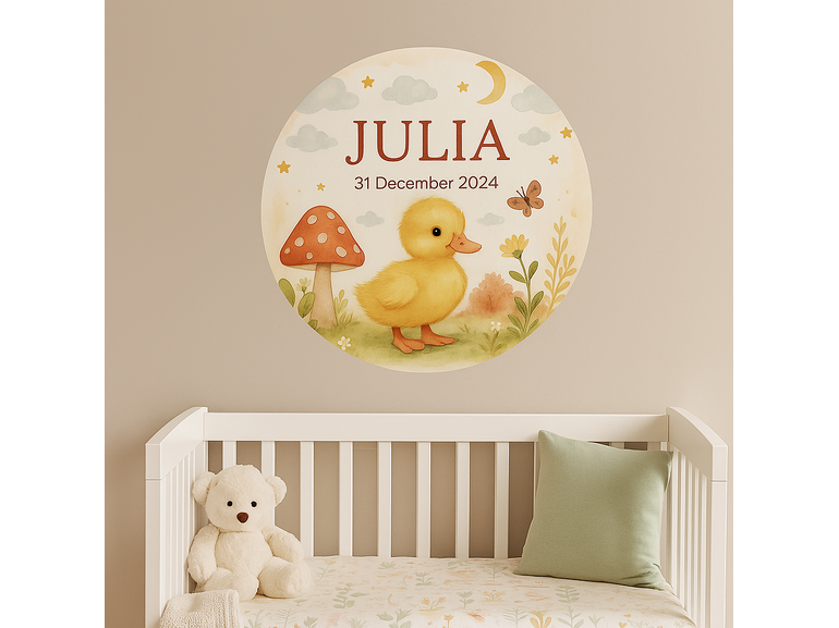 Muursticker van geboortekaartje – gepersonaliseerde wandsticker voor babykamer Muursticker van geboortekaartje – gepersonaliseerde wandsticker voor babykamer