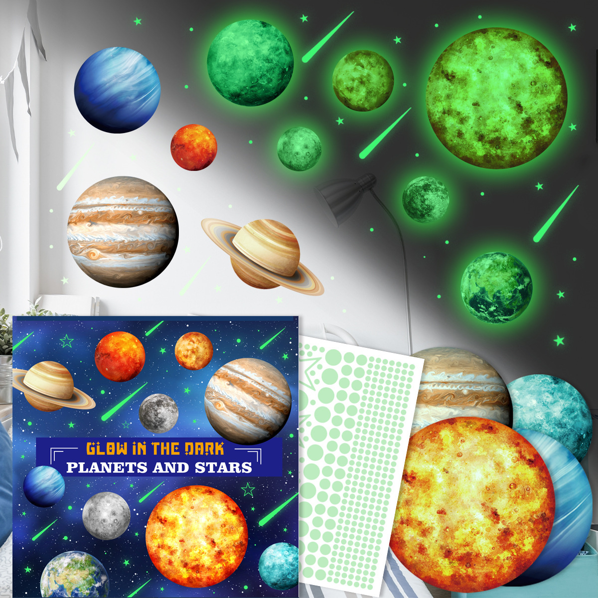 Muursticker glow in the dark zonnestelsel xl - muurstickers planeten babykamer-kinderkamer