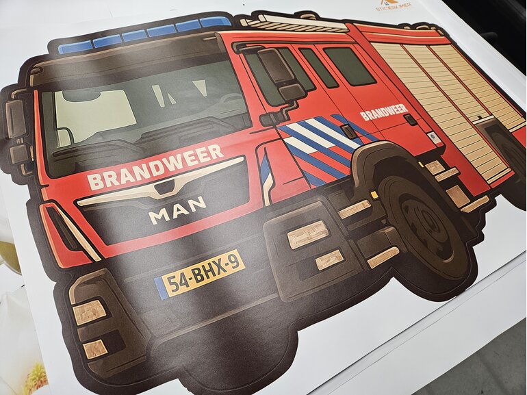 Brandweerwagen Muursticker voor Jongenskamer – Stoere Brandweer Auto Wandsticker voor Kinderkamer, Verwijderbaar & Herbruikbaar – Kinderkamer Decoratie Brandweer Thema