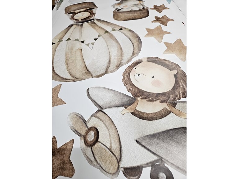 Muursticker dieren luchtballon en vliegtuig - zelfklevend en verwijderbaar