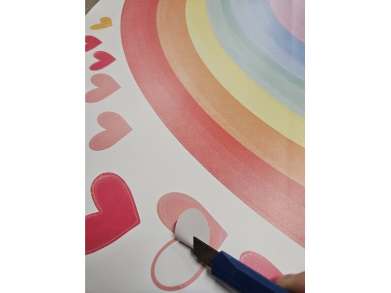 Kinderkamer Muursticker – Regenboog en Hartjes, Zelfklevend Kinderkamer Muursticker – Regenboog en Hartjes, Zelfklevend