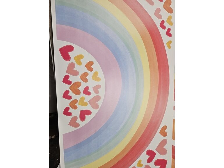 Kinderkamer Muursticker – Regenboog en Hartjes, Zelfklevend Kinderkamer Muursticker – Regenboog en Hartjes, Zelfklevend
