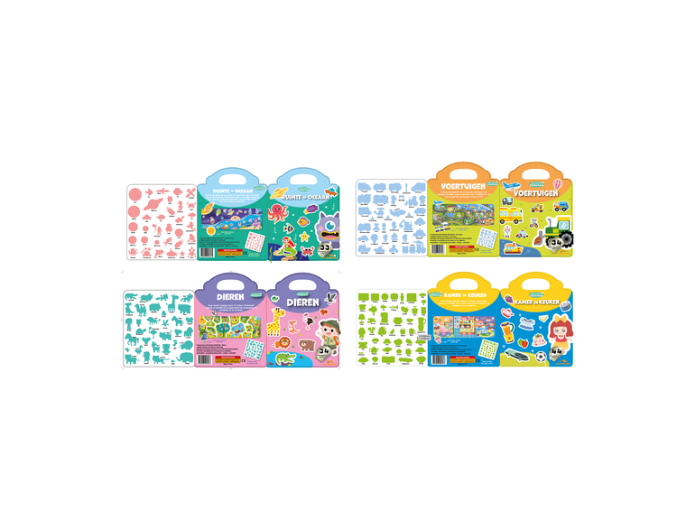 Stickerkamer Herbruikbaar Stickerboek Kinderen: Wasbaar en in 4 Thema’s | Educatief Speelgoed