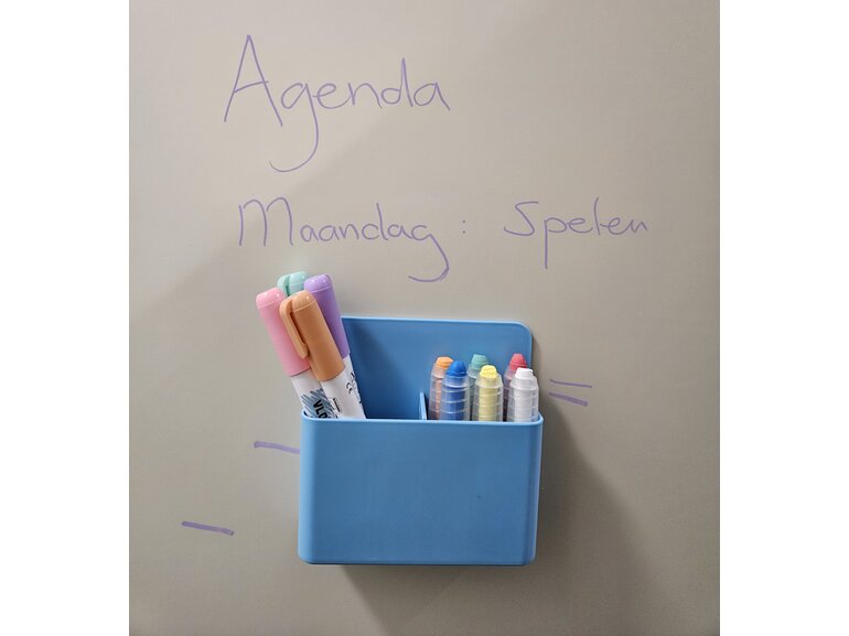 Stickerkamer Magnetische pennenhouder blauw voor magneetstickers, magneetborden en whiteboard 12cm x 12cm