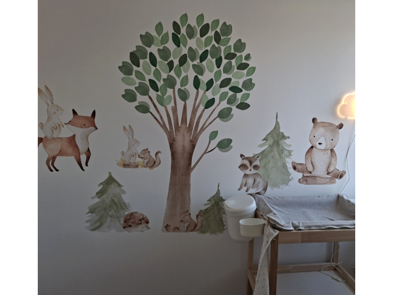 Muursticker boom met bosdieren kinderkamer Muursticker boom met bosdieren kinderkamer