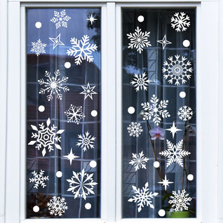 Statische Raamsticker sneeuwvlokken wit kerst - 40 stuks