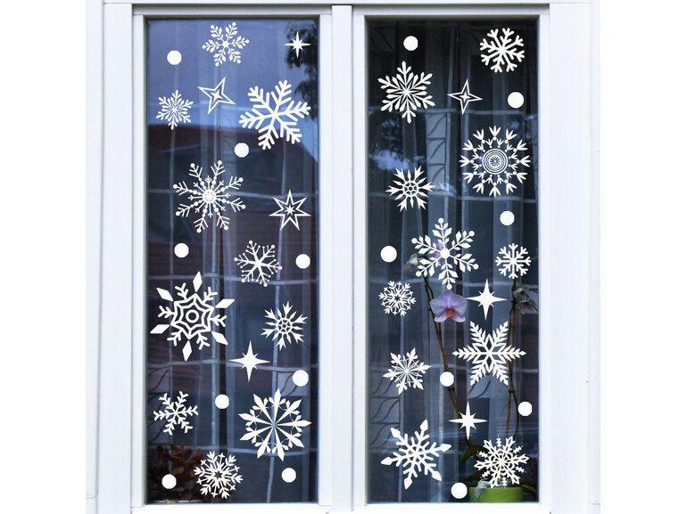Statische Raamsticker sneeuwvlokken wit kerst - 40 stuks