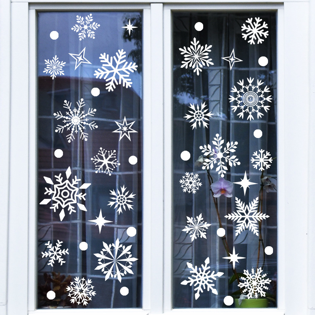 Statische Raamsticker sneeuwvlokken wit kerst - 40 stuks