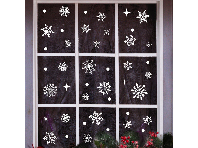 Statische Raamsticker sneeuwvlokken wit kerst - 40 stuks