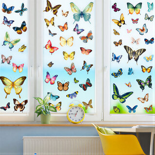 Korte Titel: Statische & Herbruikbare Raamstickers Gekleurde Vlinders – Dubbelzijdig